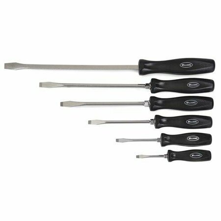 WILLIAMS Screwdriver Set, Slotted, Alloy Steel, 6 Pieces JHW100P-6SD